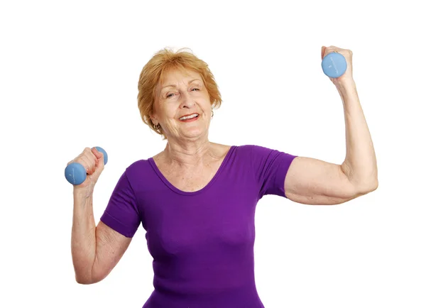 Entrenamiento para personas mayores - Levantar peso —  Fotos de Stock