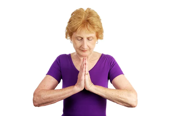 Yoga senior - Respiration profonde — Photo