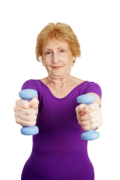 Seniorentraining - Freigewichte Stockfoto