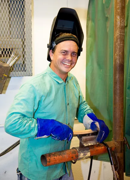 Portrait of Friendly Welder — Stock Photo, Image