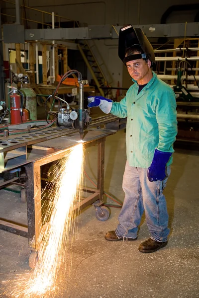 Track Burner in Metal Factory — Stock Photo, Image
