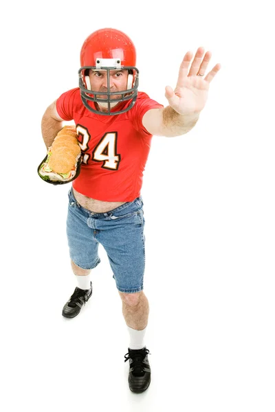 Football Player with Sub Sandwich — Stock Photo, Image