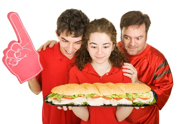 Hungry Partiers with Sandwich — Stock Photo, Image