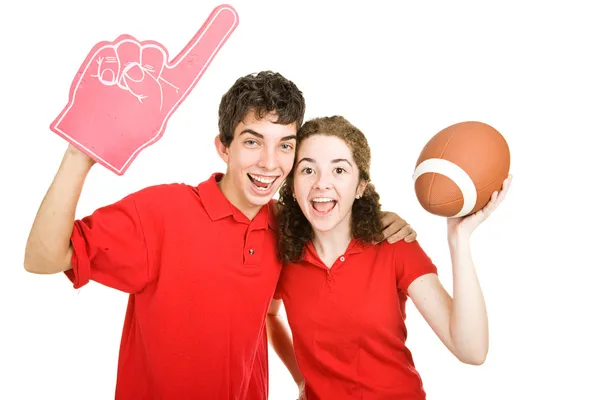 Teen Couple - Football Fans — Stock Photo, Image