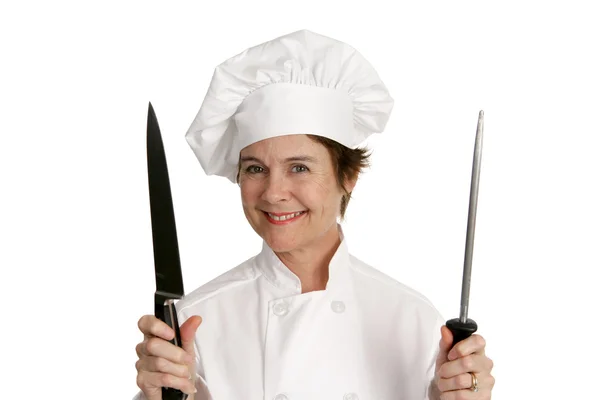Chef avec couteau — Photo