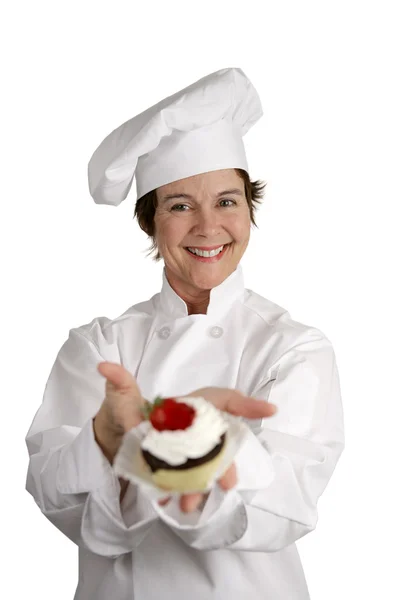 Chef de pastelaria alegre — Fotografia de Stock