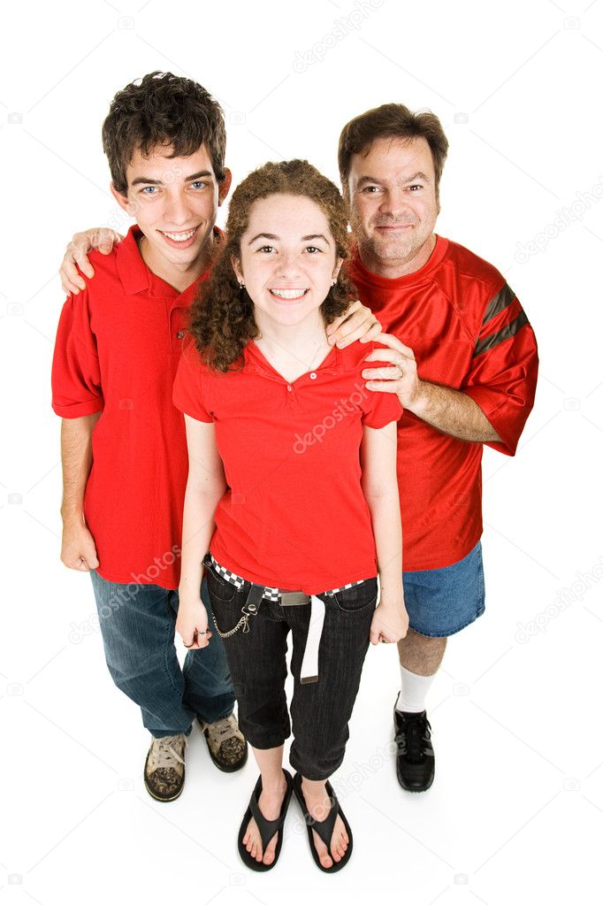 Teens and Dad in Red