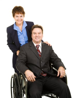 Disabled Businessman and Colleague clipart