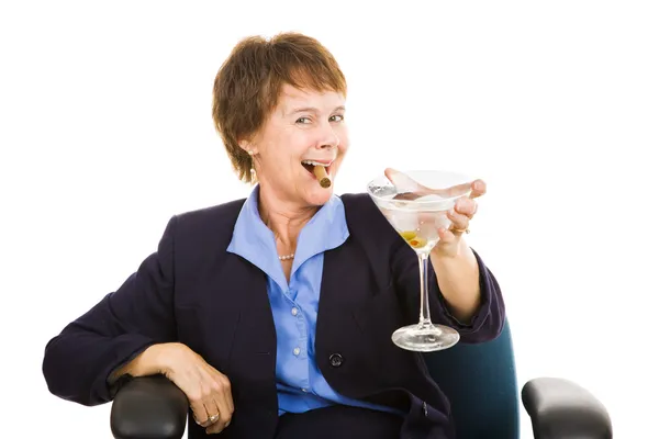 Geschäftsfrau trinkt — Stockfoto