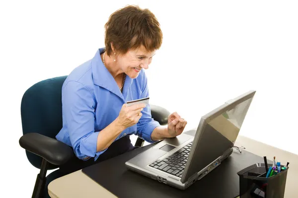 Online shoping op het werk — Stockfoto