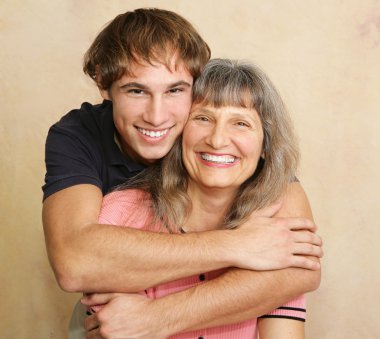 Mother and Adult Son Portrait clipart