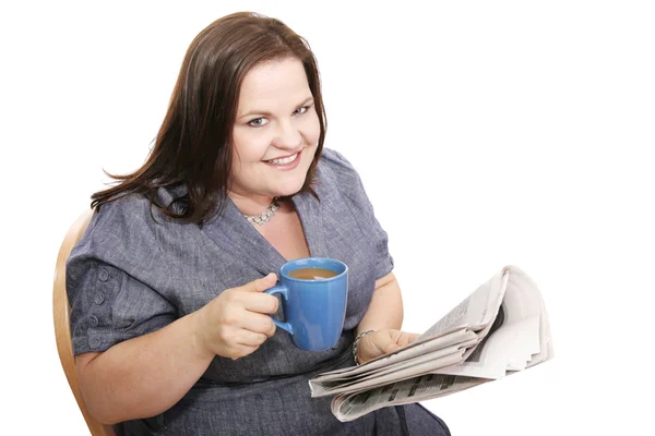 Affärskvinna - kaffe & nyheter — Stockfoto