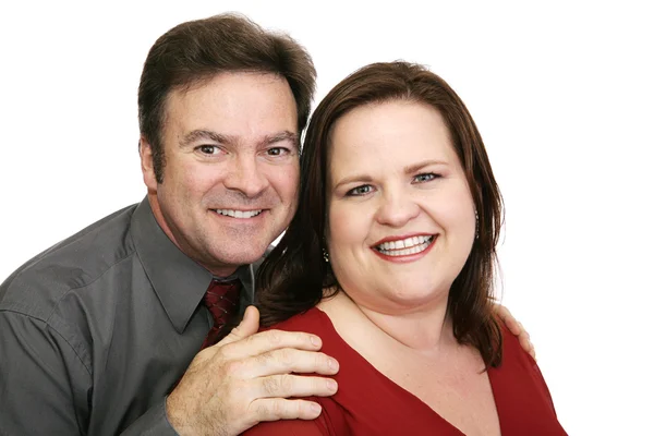 Gelukkige paar in het rood — Stockfoto