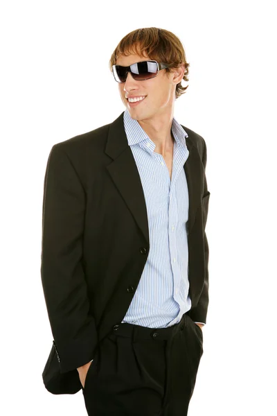 Випадковий молодий бізнесмен в сонцезахисних окулярах — стокове фото