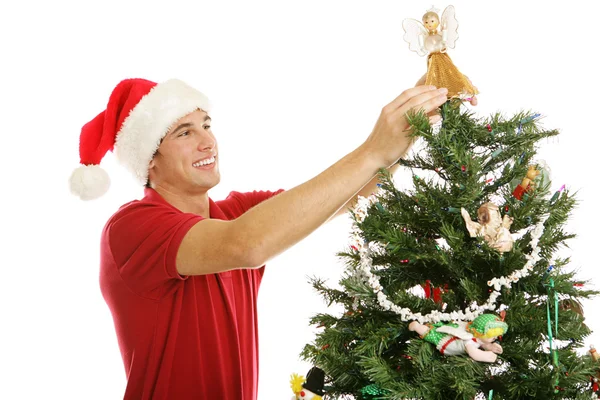 Decorating Christmas Tree - Treetop Angel — Stock Photo, Image