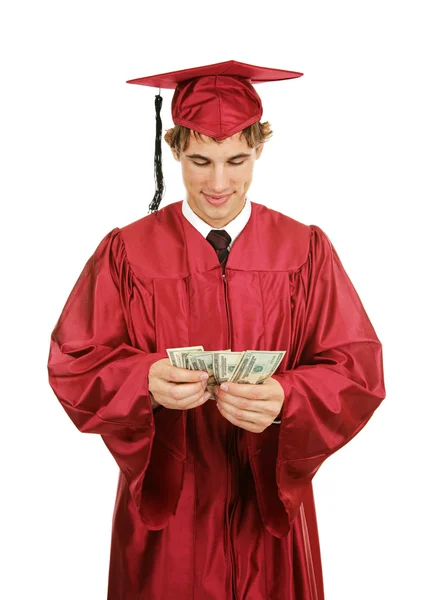 Graduado contando dinero —  Fotos de Stock