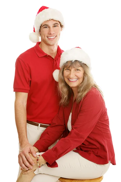 Anne ve oğlu Noel portre — Stok fotoğraf