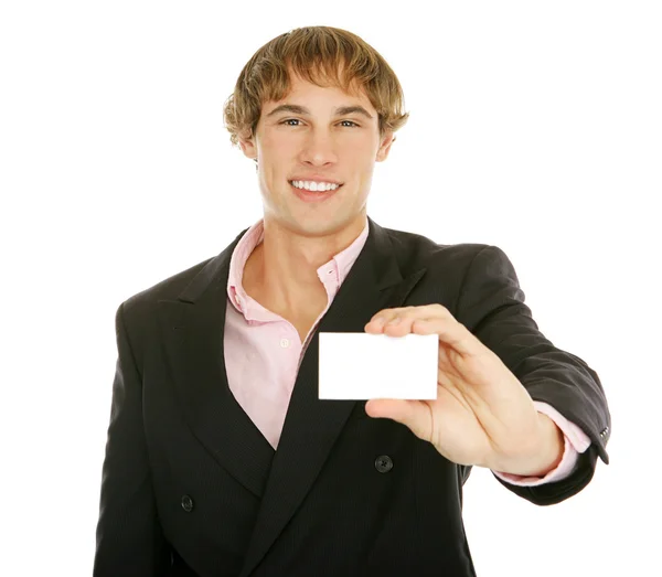 Молодий бізнесмен - візитна картка — стокове фото