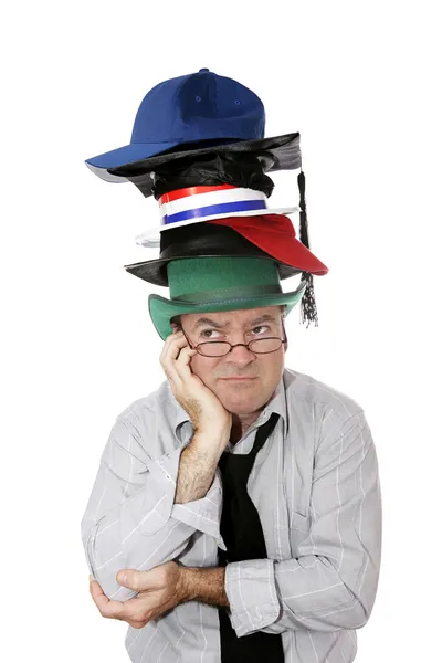あまりにも多くの帽子を着ています。 — Stockfoto