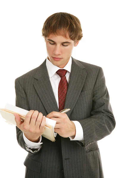 Young Businessman Takes Notes — Stock Photo, Image