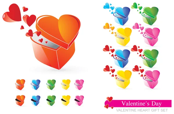 San Valentín corazón regalo conjunto — Archivo Imágenes Vectoriales