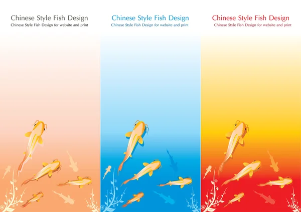 Diseño de pescado estilo chino vectorial — Vector de stock