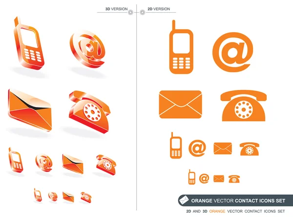 Conjunto de ícones de contato vetor laranja — Vetor de Stock