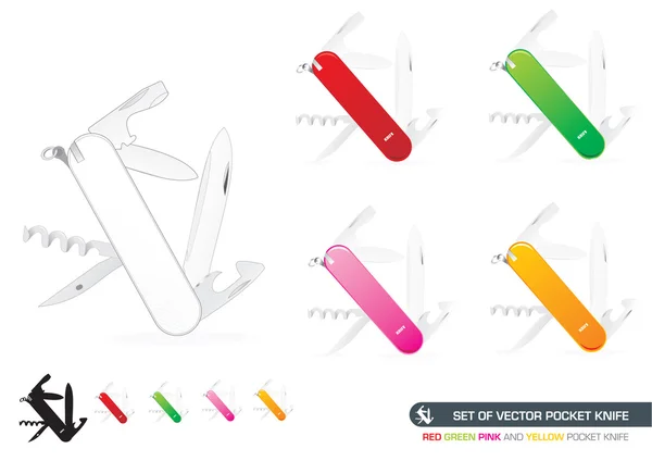 Set Of Vector Pocket Knife — Stock Vector