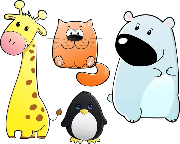 Vector sticker set of different animals — Stock Vector