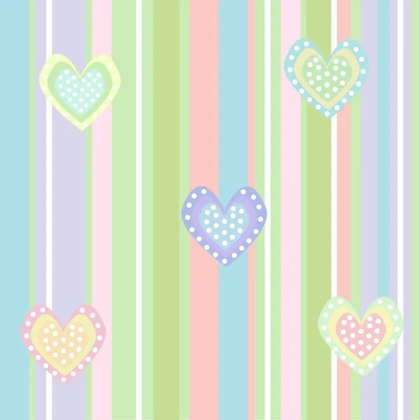 Cute background with lines and hearts — Stock Vector