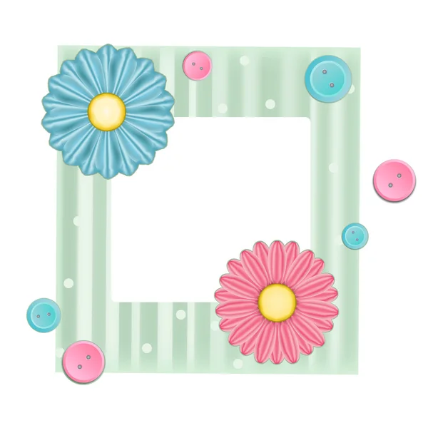 Scrapbook scrapbook with flowers and buttons — Stock Vector