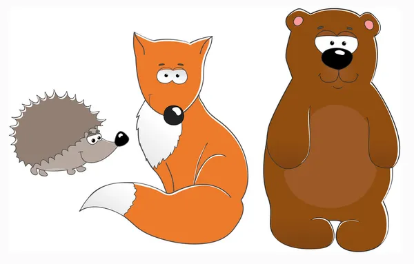 Vektor illustration med räven, björnen, igelkott Stockillustration
