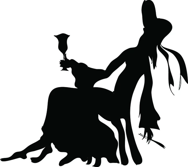 Vintage dame silhouet — Stockvector