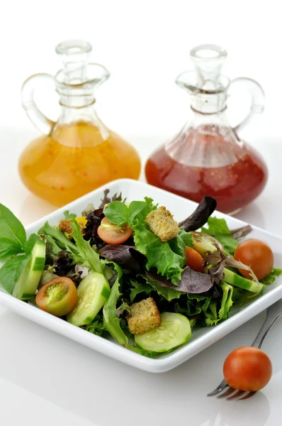 Salat und Dressing — Stockfoto