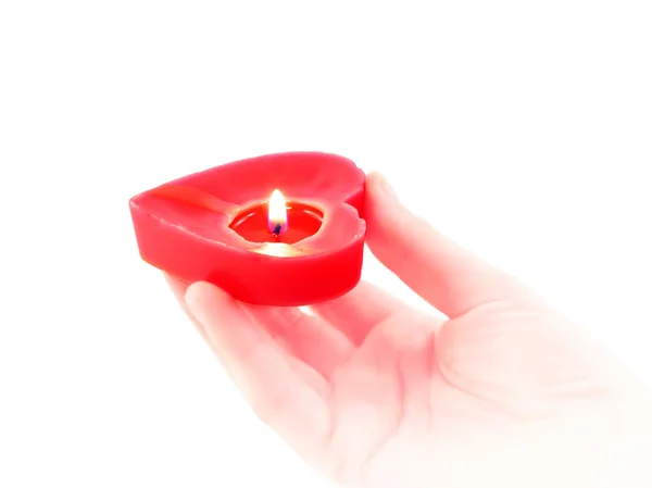 stock image Candle heart in a human hand