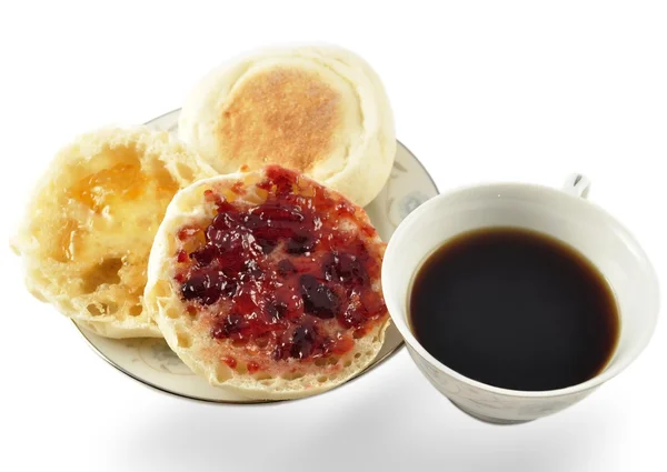 stock image English muffins with jelly and coffee