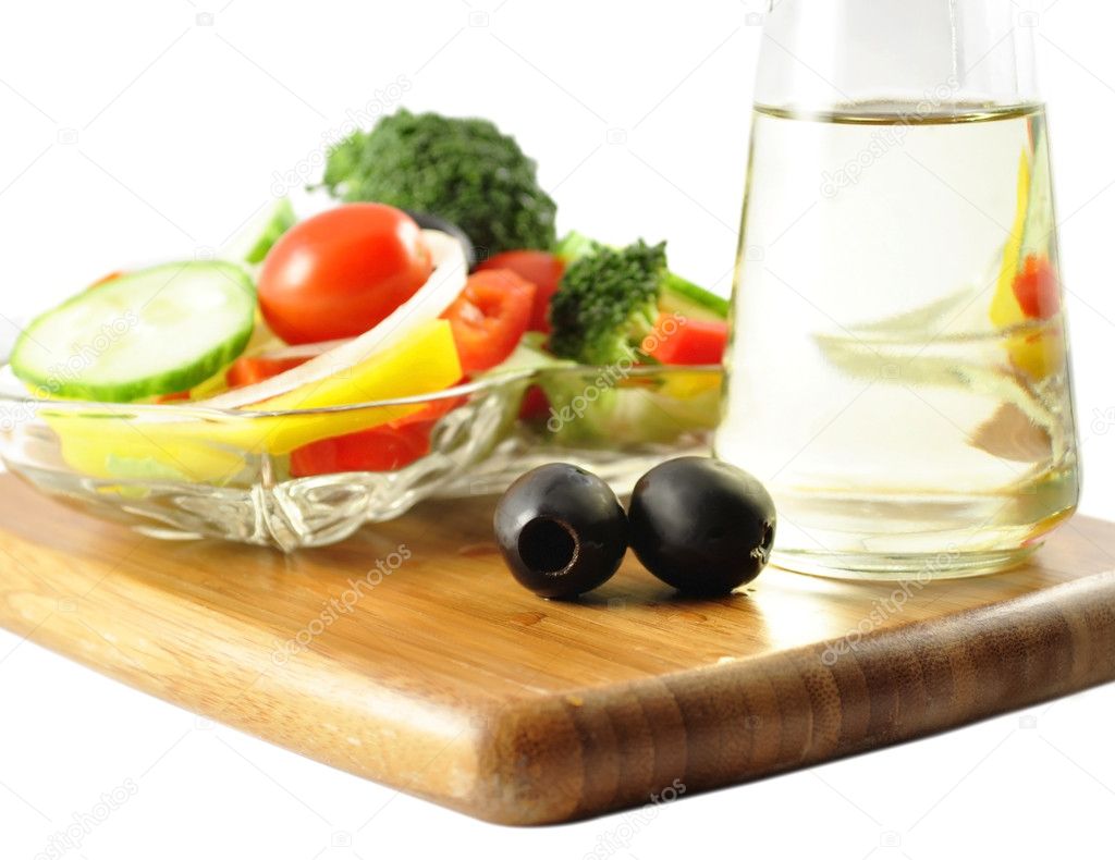Salad and oil