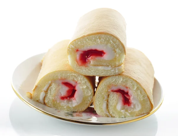 Cream and Strawberry rolls — Stock Photo, Image