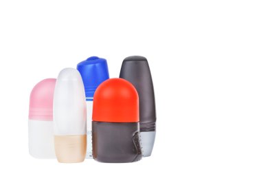 Colorful deodorant on white background clipart