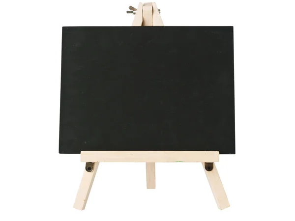 木製の三脚を持つ空の黒板 — ストック写真