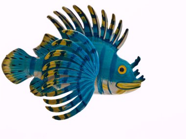 Lion fish sculpture on white background clipart