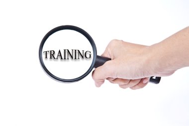 Searching word, training by use magnifying glass clipart