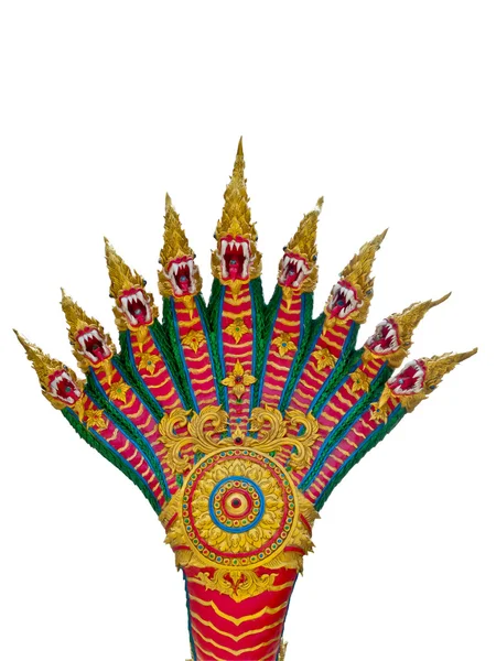 Nine of Naga head Thai sculpture — Stock Photo, Image