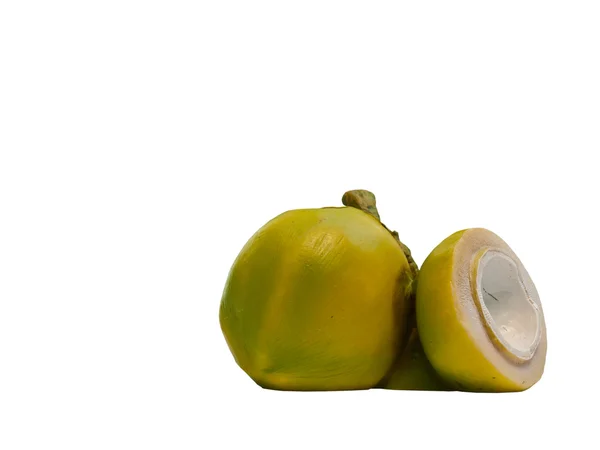 Coco verde isolado sobre fundo branco — Fotografia de Stock