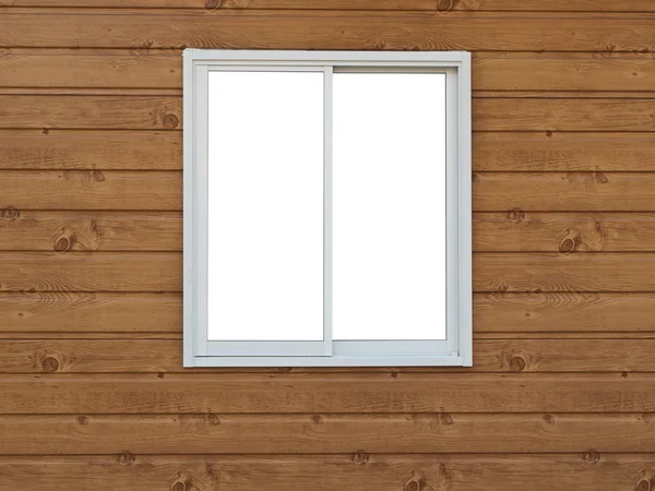 木背景上的白色窗口 — 图库照片
