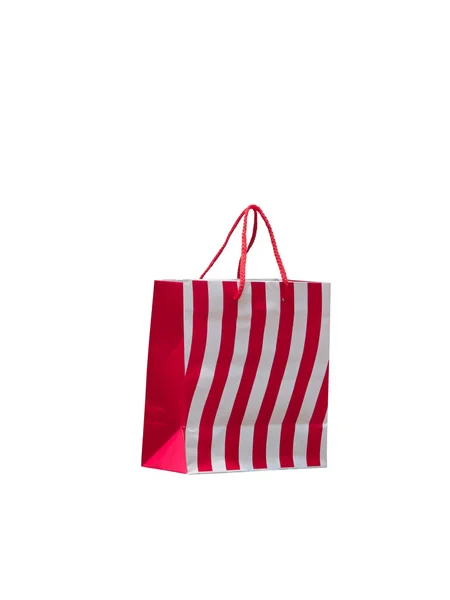 分離白地に赤と白の紙バッグ. — ストック写真