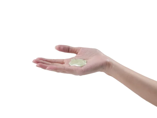 Cream in hand — Stock Photo, Image