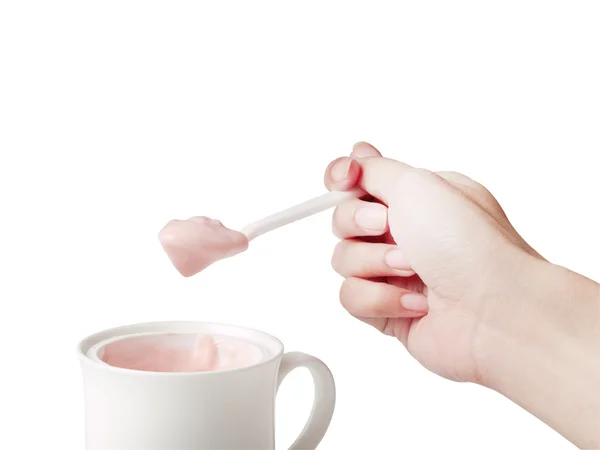 Iogurte fresco em um copo — Fotografia de Stock