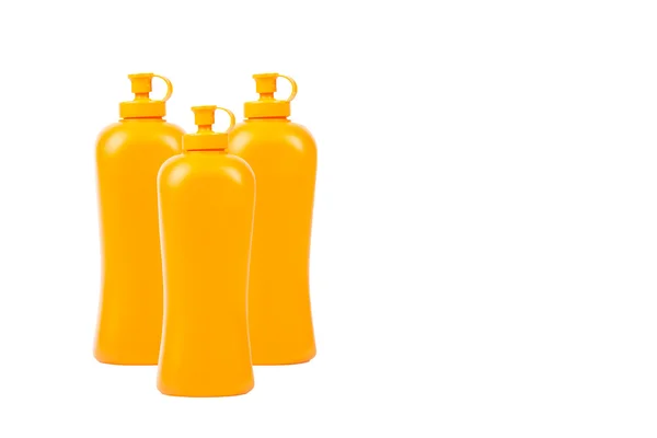 Grupp av rengöringsmedel flaska isolerad på vit bakgrund — Stockfoto
