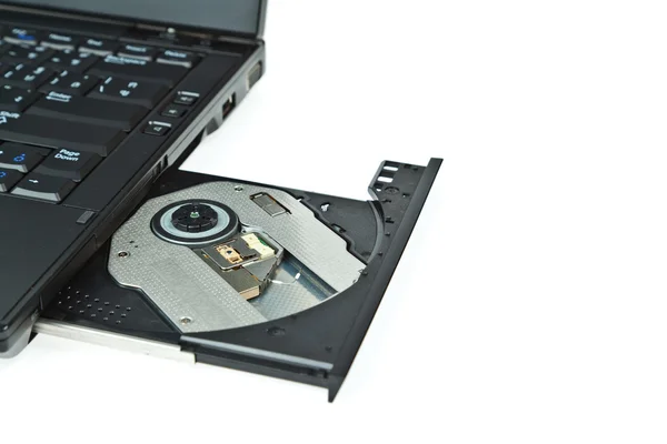 Perto de uma bandeja de laptop dvd — Fotografia de Stock